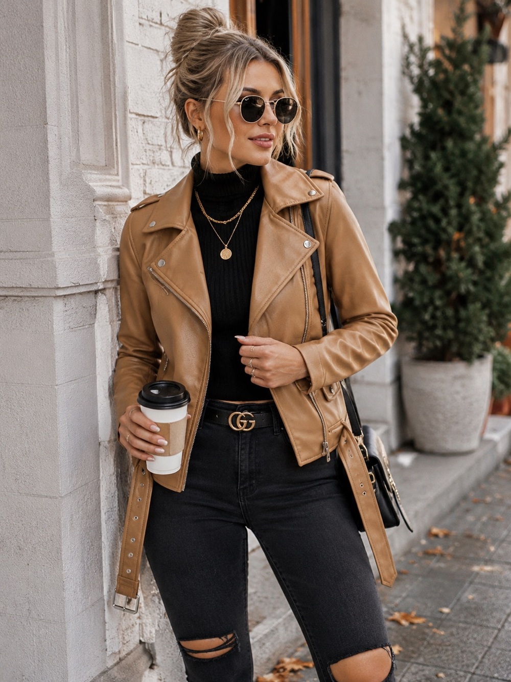 Faux Leather Moto Jacket Small